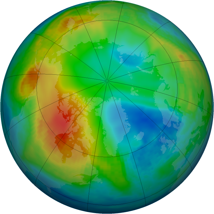 Arctic ozone map for 07 December 1989